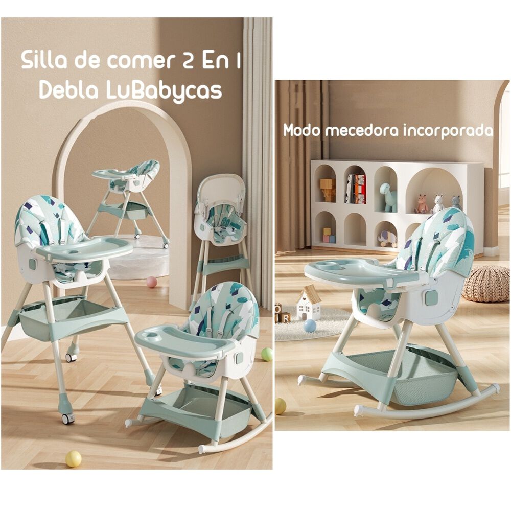 Silla De Comer Mecedora 2 En 1 Con Ruedas Rosada Lubabycas image number 3.0