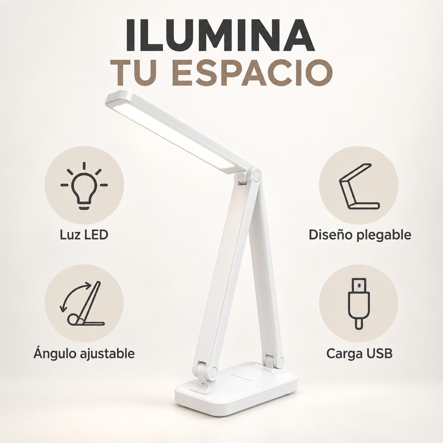 L&aacute;mpara Led De Escritorio Plegable Recargable Usb image number 7.0