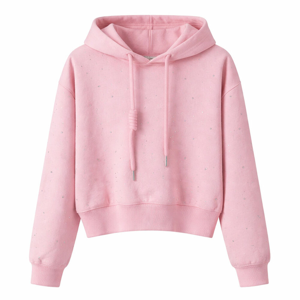 Poler&oacute;n Crop Juvenil Con Capucha Dise&ntilde;os Brillantes image number 0.0