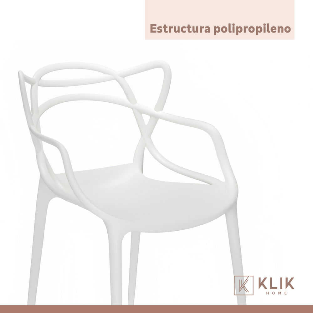 Comedor Tulip Negro 80cm - 4 Sillas Master Blancas image number 7.0