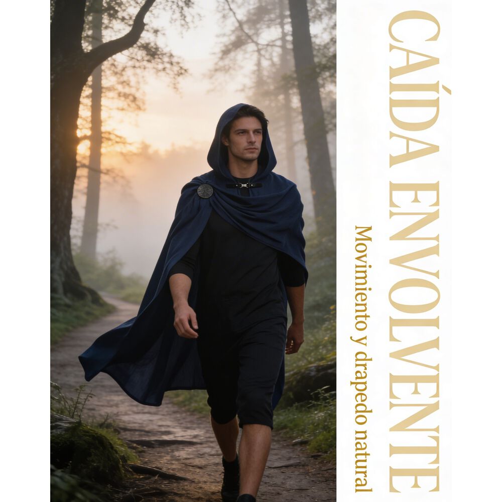 Disfraz Capa Con Capucha Medieval Con Broche Para Cosplay Halloween Y Teatro Unisex image number 2.0