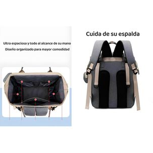 Mochila Maternal Lubabycas Impermeable Con Accesorios Gris