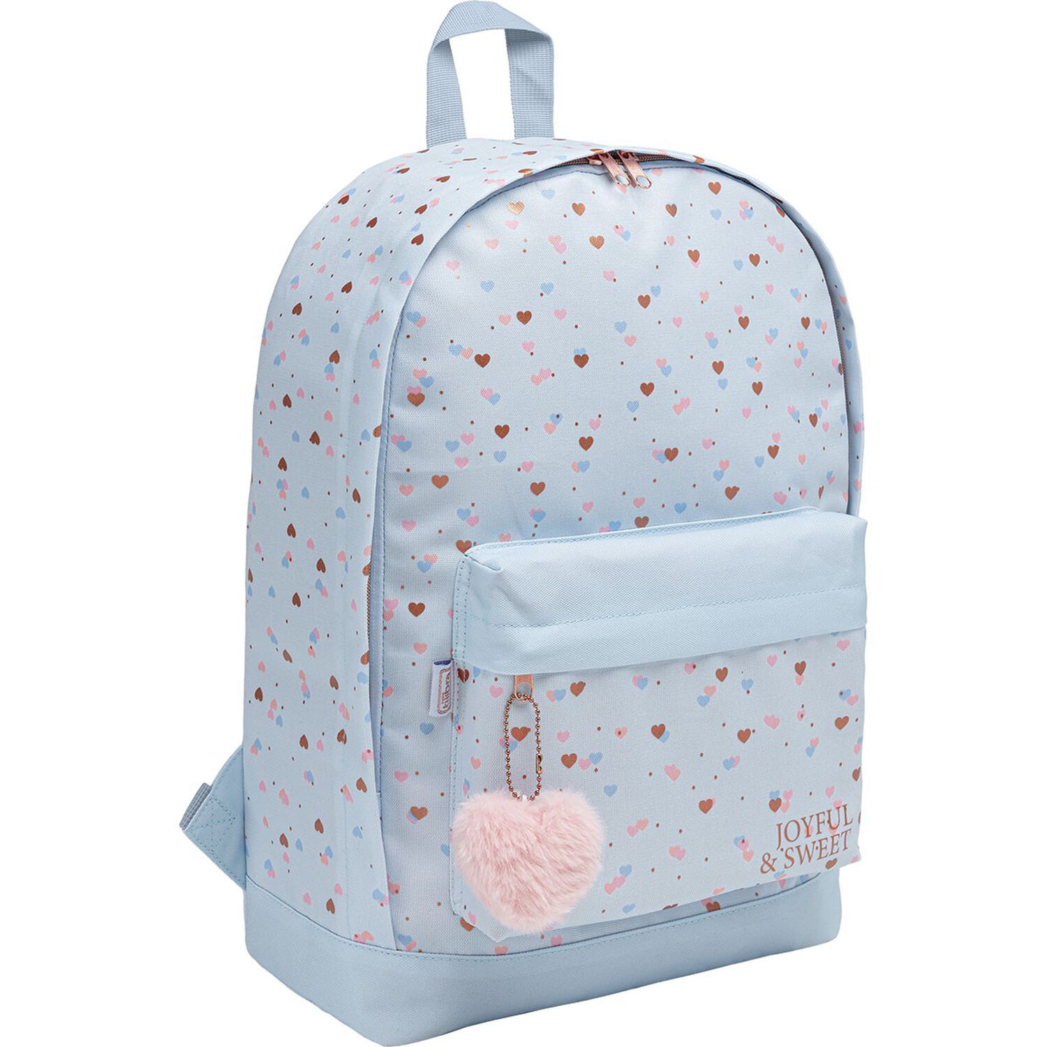 Tilibra Mochila Con Pomp&oacute;nde Coraz&oacute;n Joyful Y Sweet Azul 29x43x12cm image number 1.0