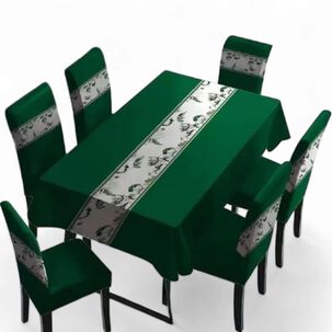 Pack De 6 Fundas De Sillas Elasticadas + Mantel Rectangular Estampados Msr-9