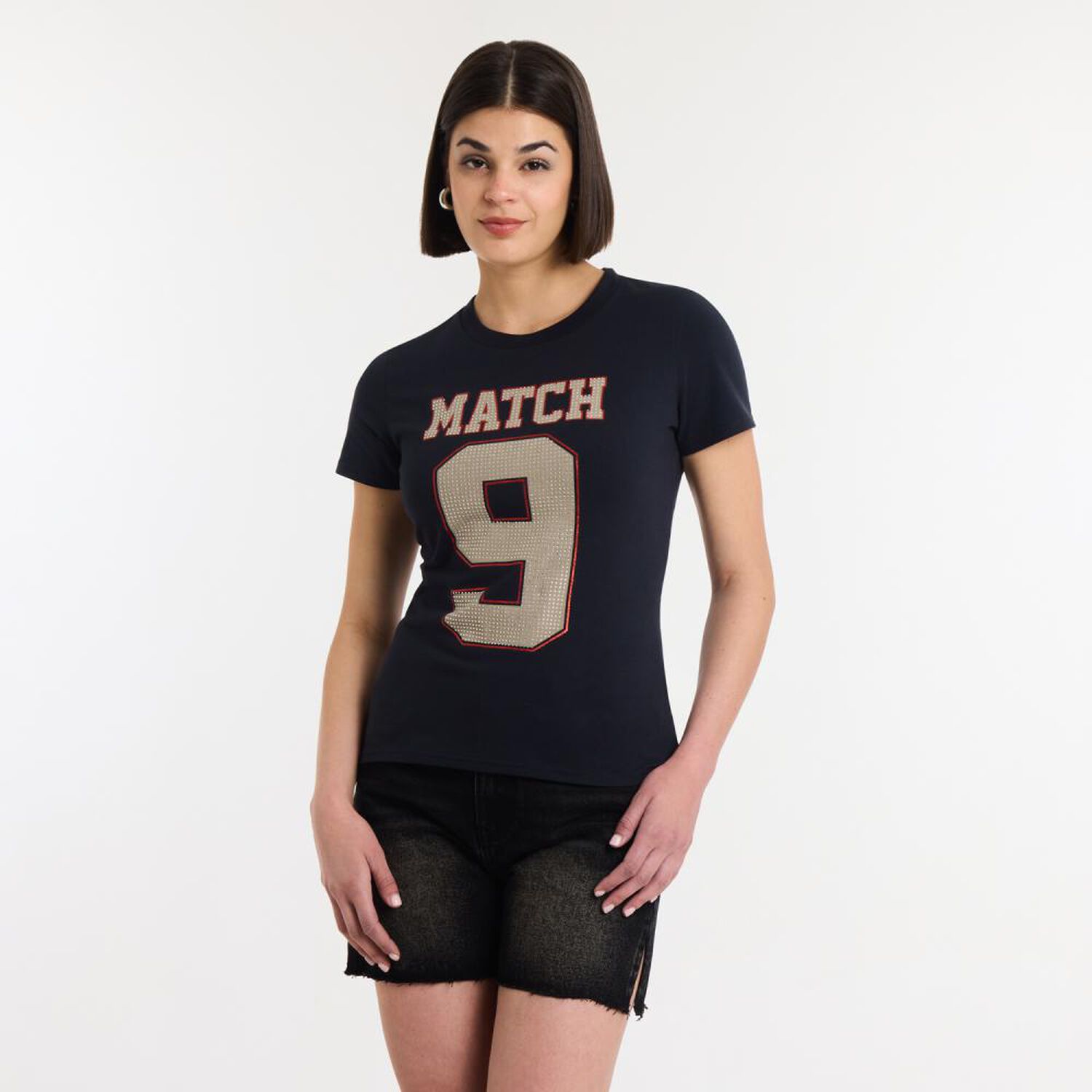 Polera Varsity Brillos Manga Corta Cuello Redondo Mujer Rolly Go image number 0.0