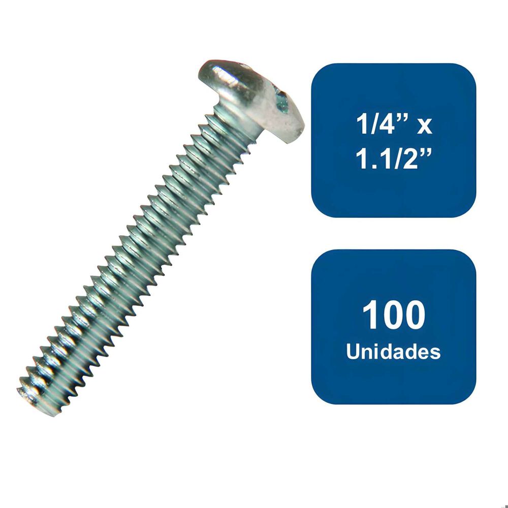 Perno Cocina Zincado 1/4" X 1.1/2" 100un. - Anclajes image number 0.0