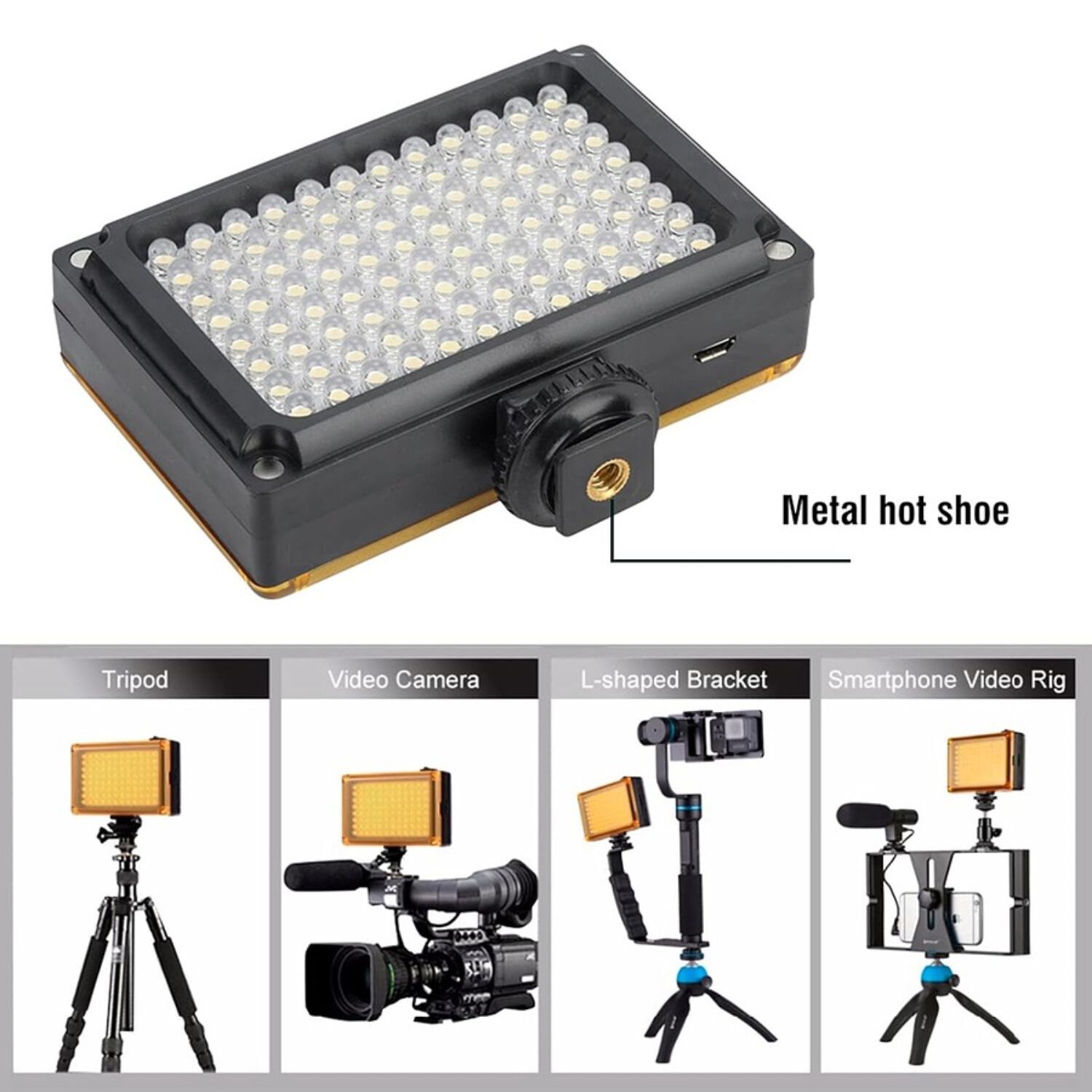 Foco De C&aacute;mara 96 Led Flash Bater&iacute;a Con 2 Filtros image number 3.0