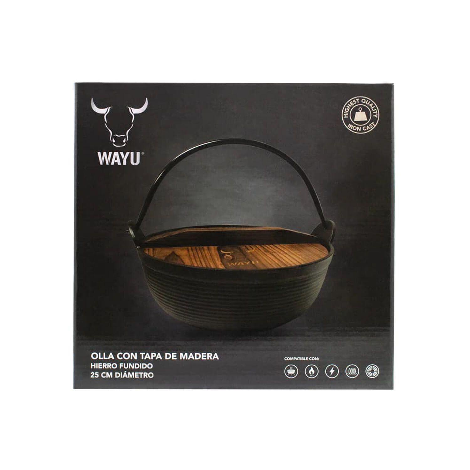 Olla Con Tapa Fe Madera Wayu Iron Cast 25 Cm Cocina Parrilla image number 3.0