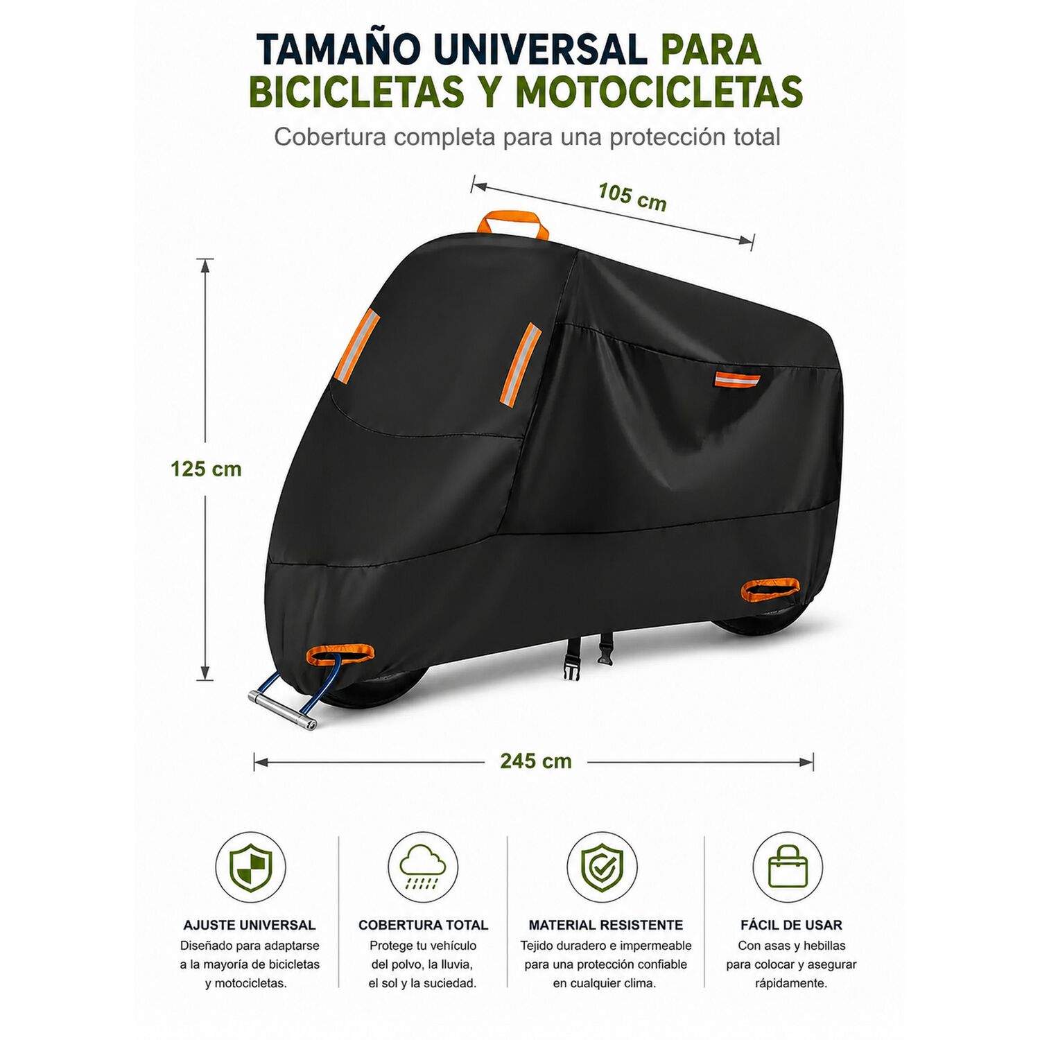 Funda Impermeable 100% Protector Cubre Motos Bicicletas Xxl image number 4.0