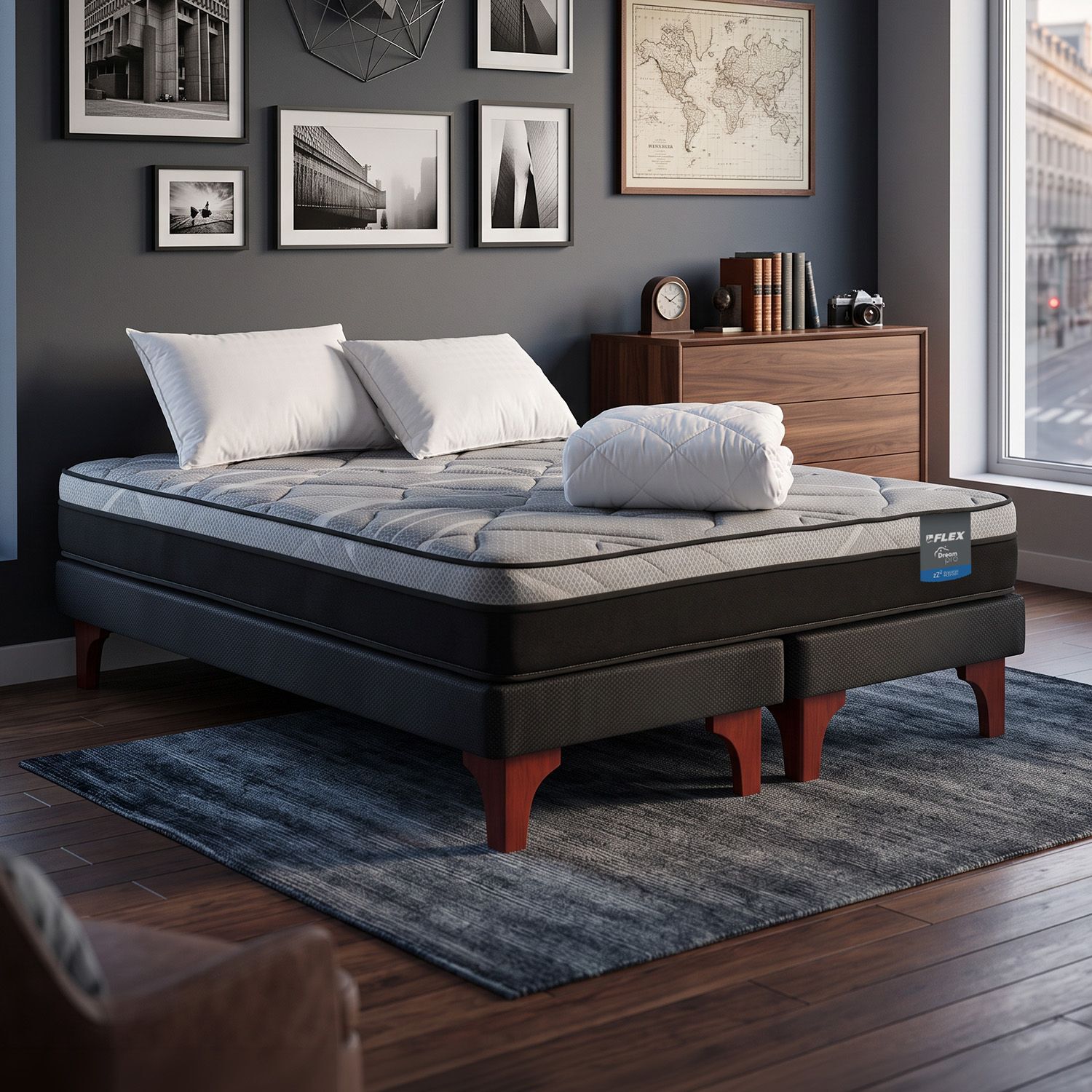Cama Europea Flex Dream Pro / 2 Plazas + Almohadas + Cubrecolch&oacute;n image number 1.0