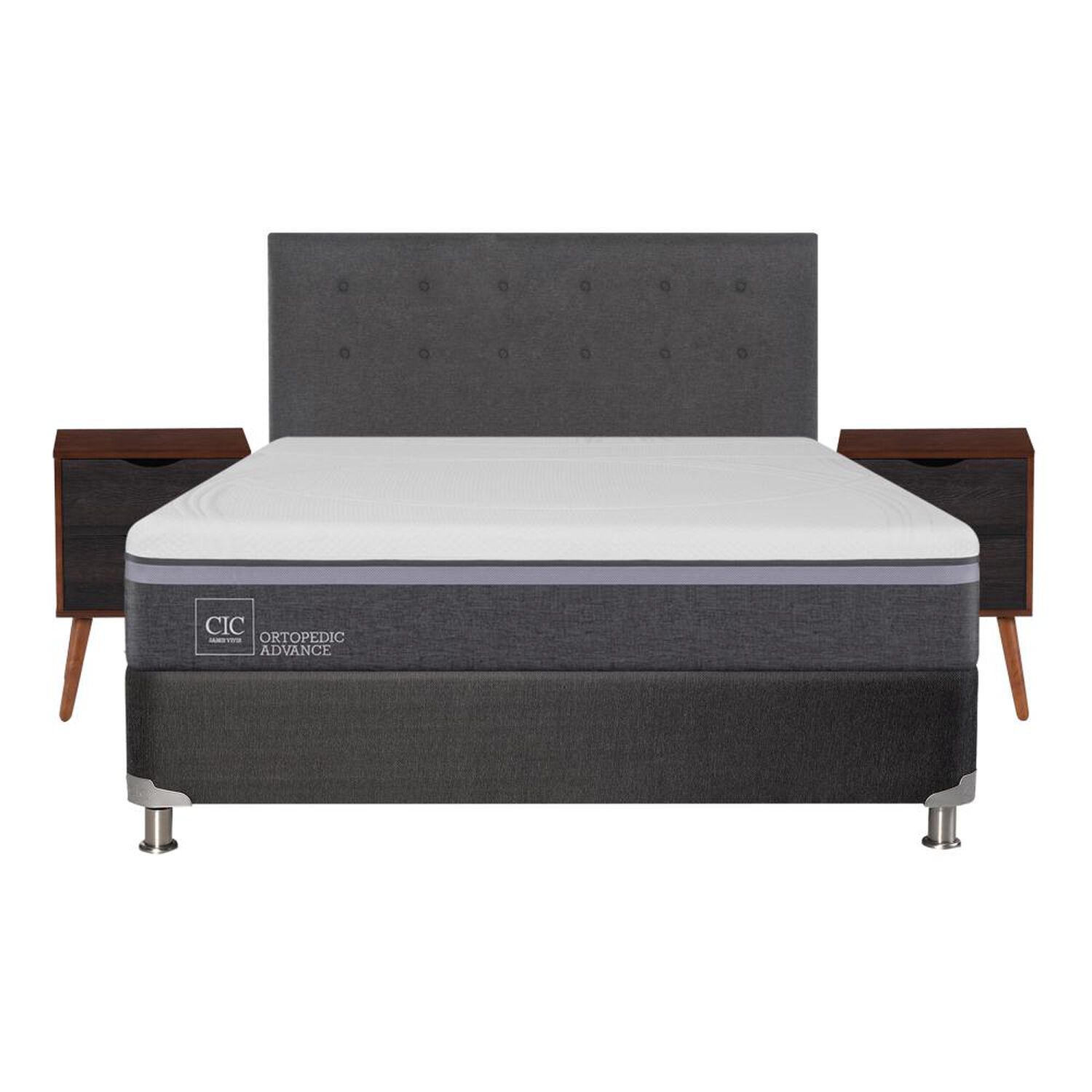 Box Spring Cic Ortopedic / 2 Plazas / Base Normal  + Set De Maderas image number 0.0