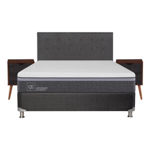 Box Spring Cic Ortopedic / 2 Plazas / Base Normal  + Set De Maderas