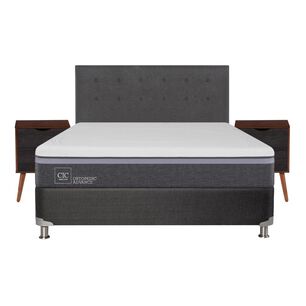 Box Spring Cic Ortopedic / 2 Plazas / Base Normal  + Set De Maderas