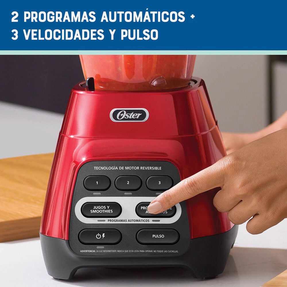 Licuadora Oster Roja Con Programas Automáticos, Tecnología Reversible Y Vaso Blend-n-go Blstpyg1310rbg image number 2.0