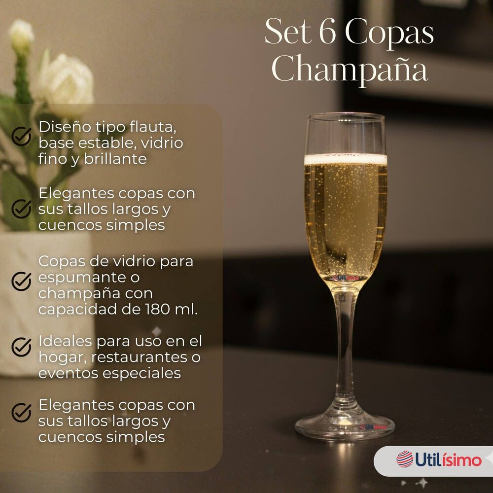 Set De 6 Copas De Champa&ntilde;a Espumante 180 Ml image number 1.0