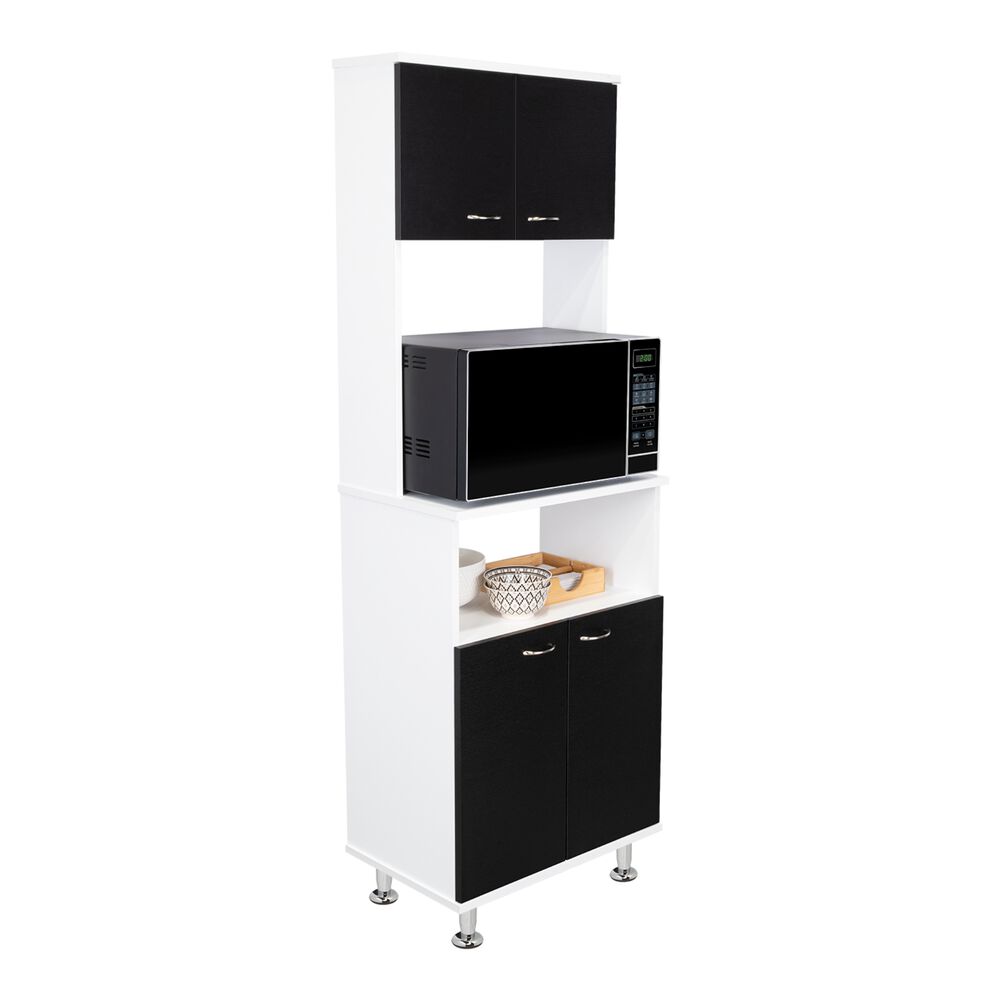 Mueble Microonad 4 Puertas Fm-011b Blanco Y Negro image number 3.0