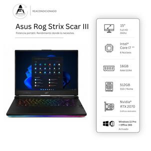 Notebook Asus Rog Strix Scar Iii I7 9750h 16gb 512gb Rtx2070 Edici&oacute;n Exclusiva Win Office Rea