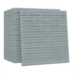 Pack 10 Lamina Papel Mural Autoadhesivo 3d Ladrillo Gris