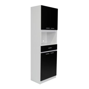 Mueble Microondas 4 Puertas 1 Cajon Fm-014b Negro Y Blanco
