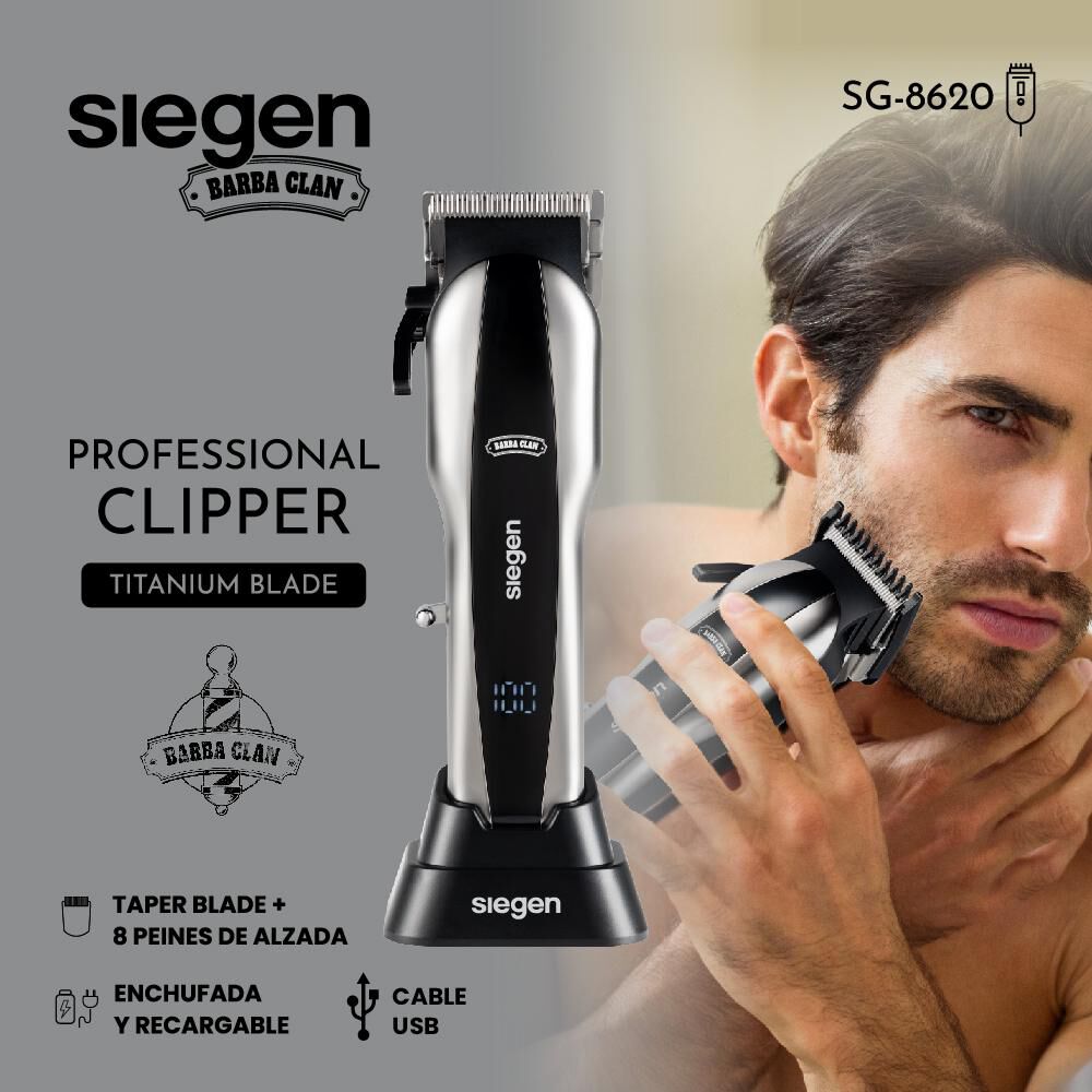 Corta Pelo Siegen SG-8620, Carga Rápida + 8 peines de alzada image number 3.0