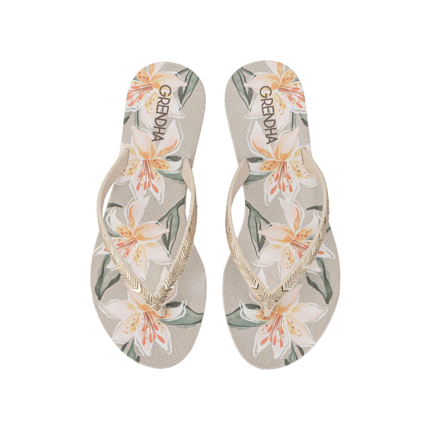 Sandalia Mujer Beige Flor Rast Grendha image number 0.0
