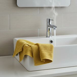 Set De 3 Toallas De Algod&oacute;n Mostaza Manos, Ba&ntilde;o Y Cuerpo