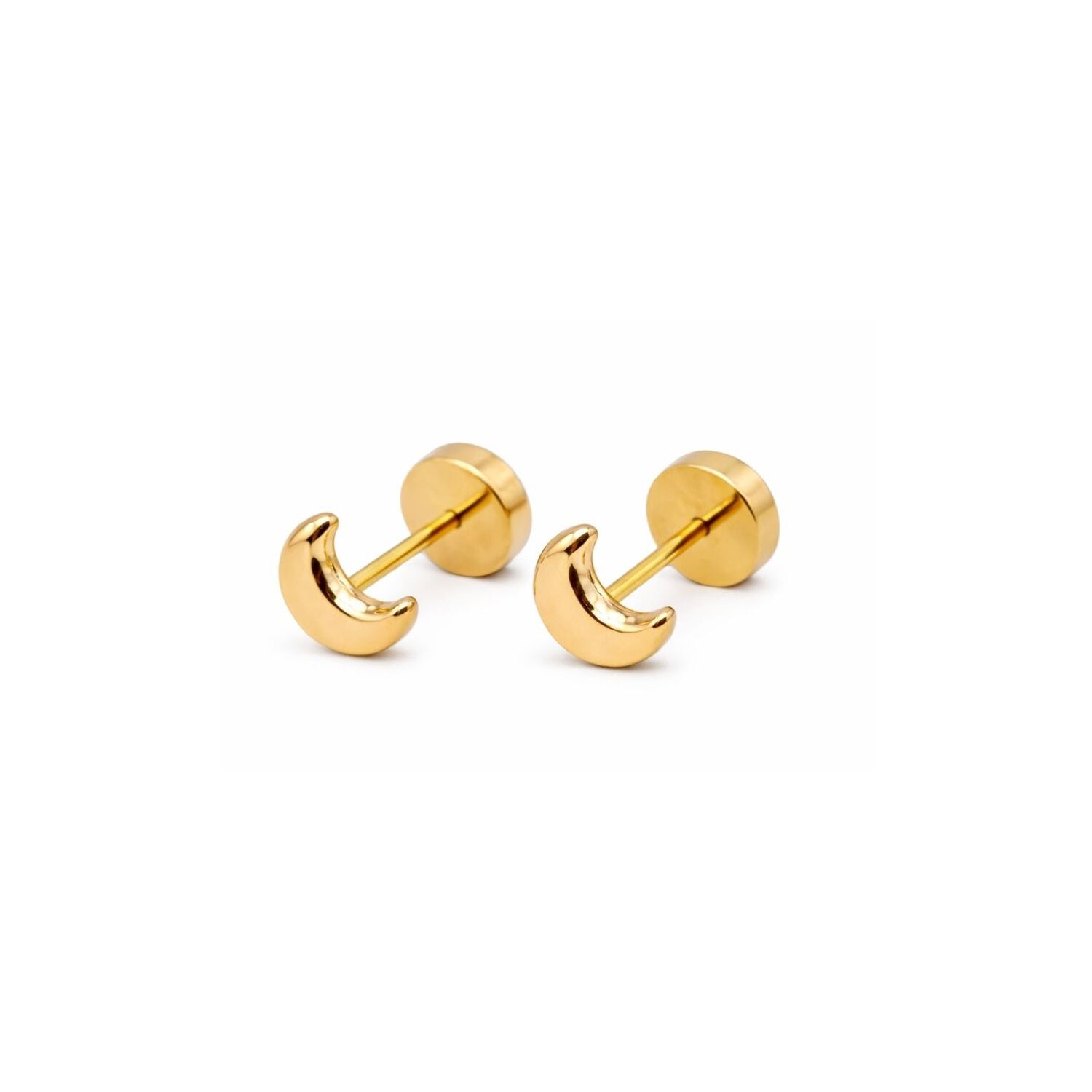 Aros Abridores Luna 5x3mm Oro 14k Beb&eacute; Ni&ntilde;a Juvenil Dorado image number 1.0