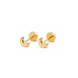 Aros Abridores Luna 5x3mm Oro 14k Beb&eacute; Ni&ntilde;a Juvenil Dorado