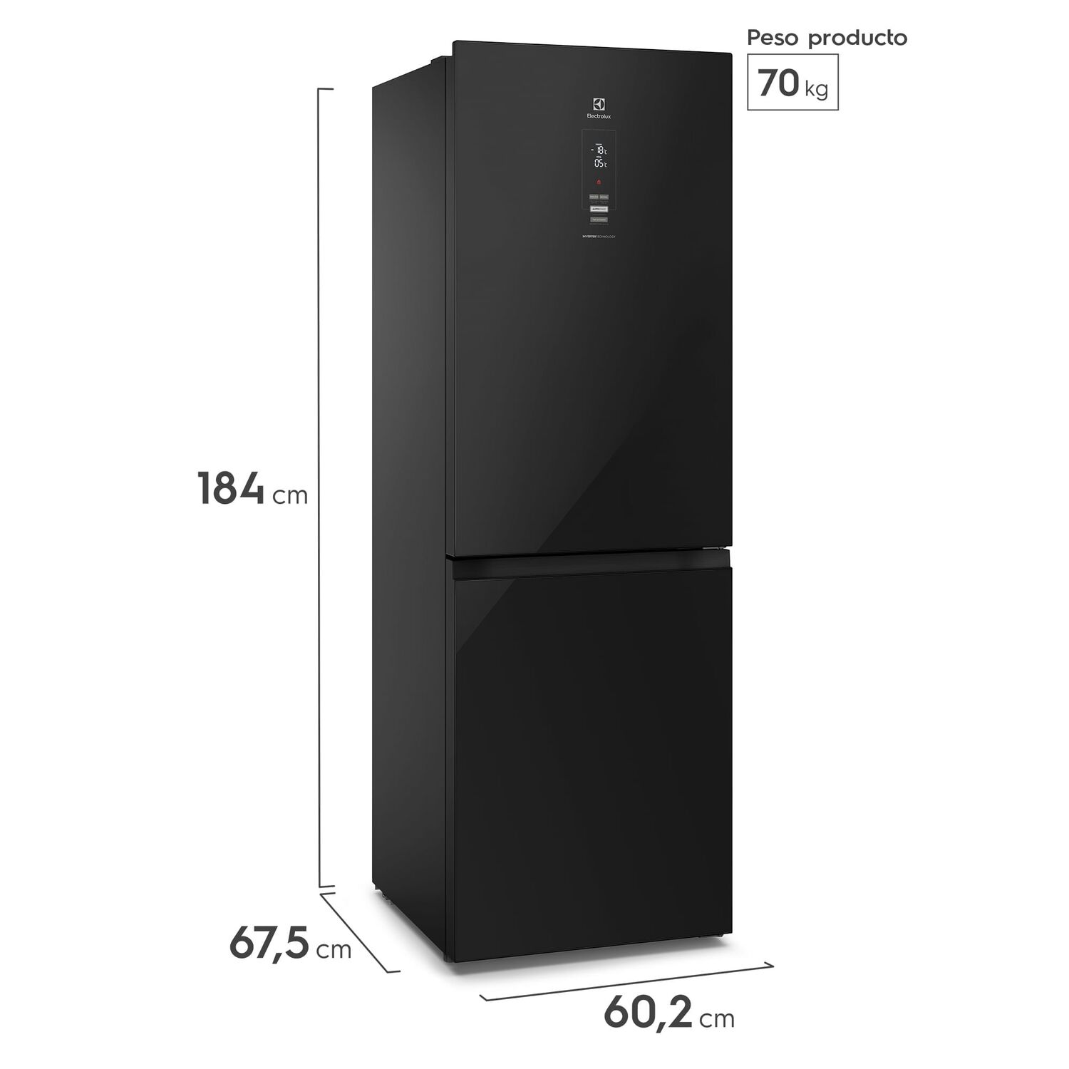 Refrigerador 323l No Frost Bottom Freezer Db60ge Negro image number 2.0
