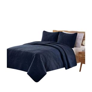 Cubrecama Quilt Reversible Queen 228x228 Cm M&aacute;s Fundas Almohada Azul