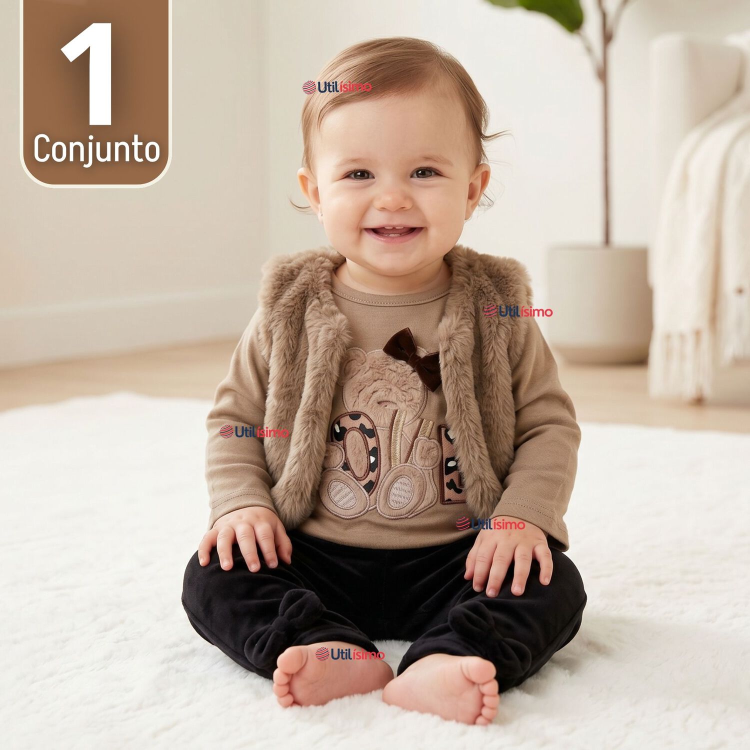 Conjunto Buzo Polera Chaleco 3 Piezas Beb&eacute; Ni&ntilde;a Tedmimak Beautiful Bear image number 0.0