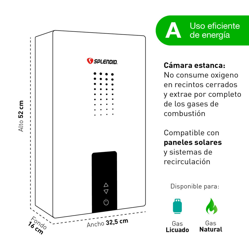 Calefont 10 Litros Gas Licuado C&aacute;mara Estanca Splendid image number 5.0