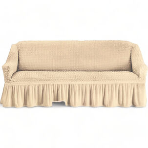 Fundas Cubre Sillon Turca Sofa De 3 Cuerpos Elasticada Color Crema