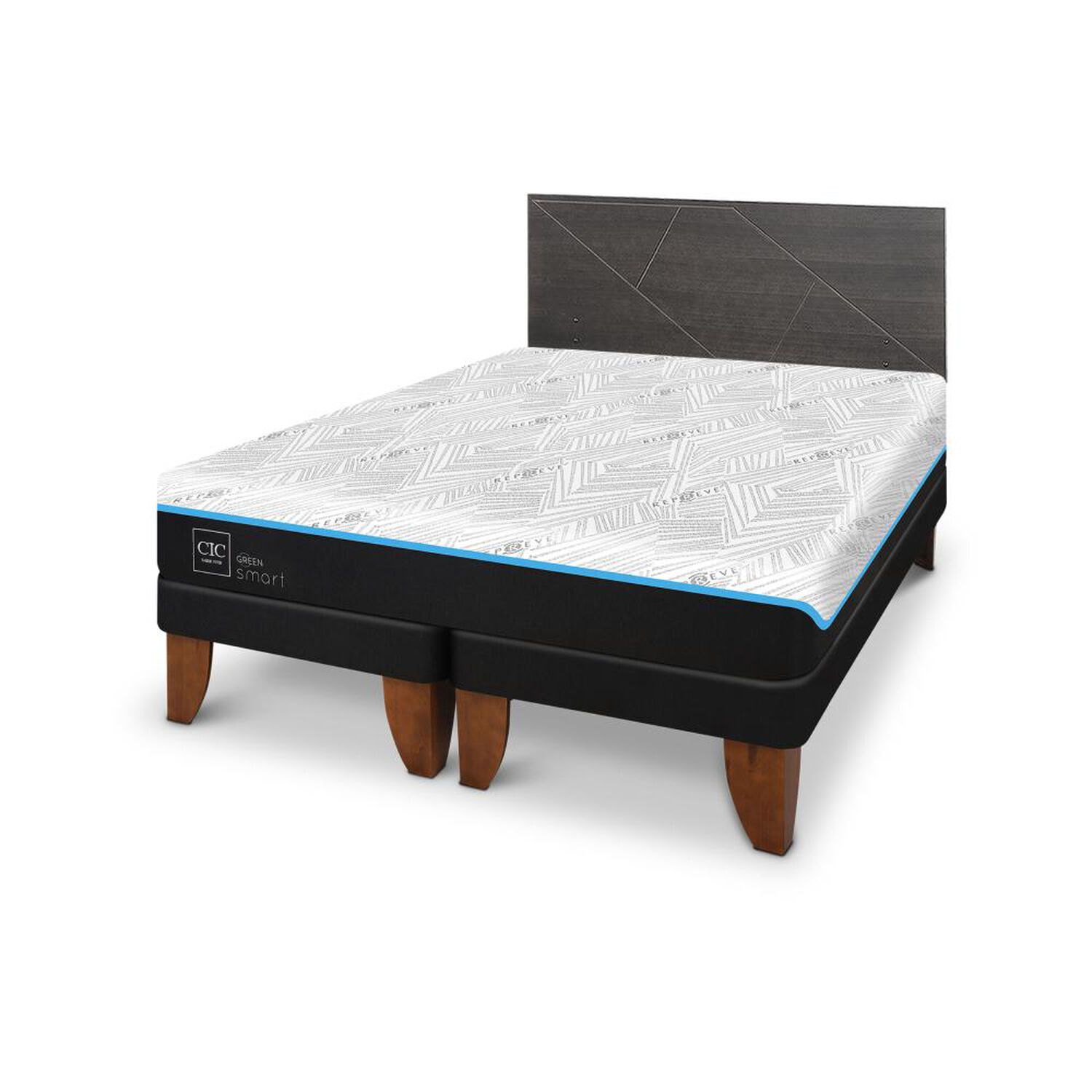 Cama Europea Cic Green Infinity / King / Base Dividida + Respaldo image number 1.0