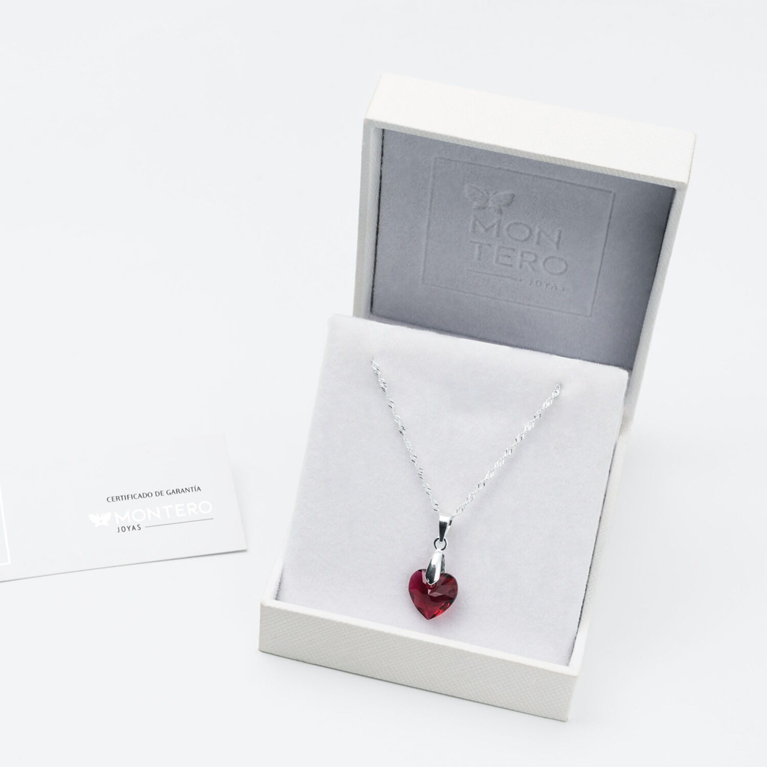 Collar Amor Plata Italiana 925 Cristal Genuino Scarlet image number 2.0