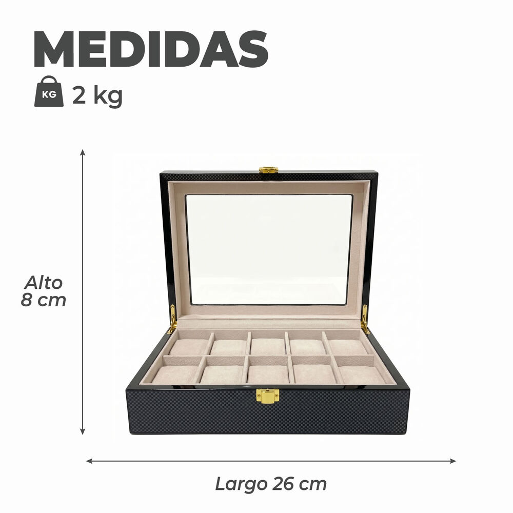 Caja De Almacenamiento De Reloj 10 Separaciones image number 2.0