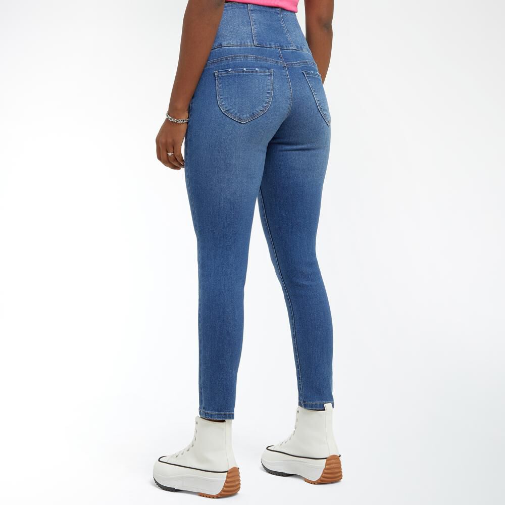 Jeans Tiro Alto Con Botones Super Skinny Mujer Rolly Go image number 3.0