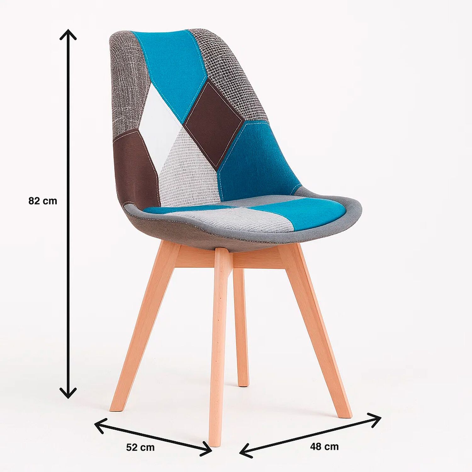Silla Tulip Patchowork Acolchada Tela Wood - Celeste image number 6.0