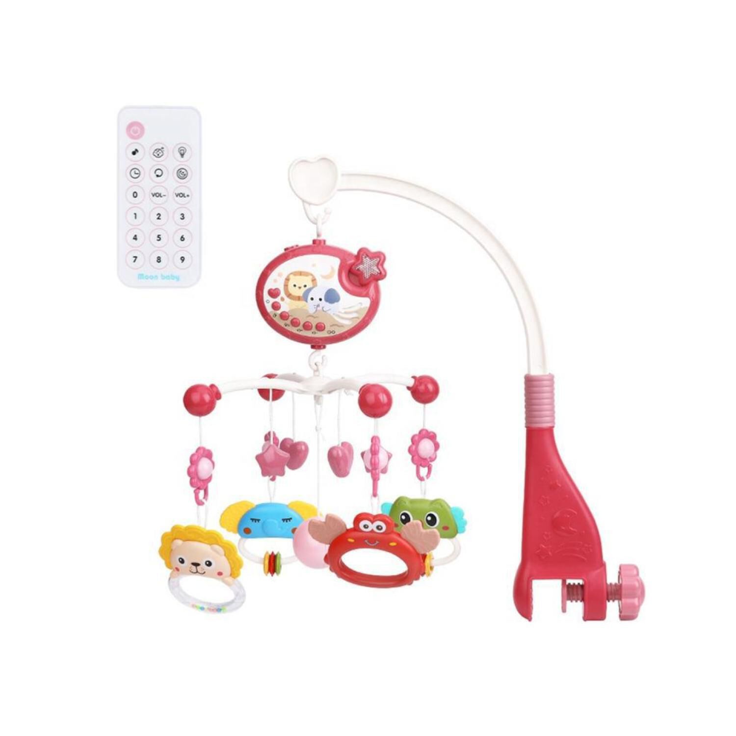 Movil Musical Para Cuna Sonidos Proyector Animales Rosado Infantil image number 0.0
