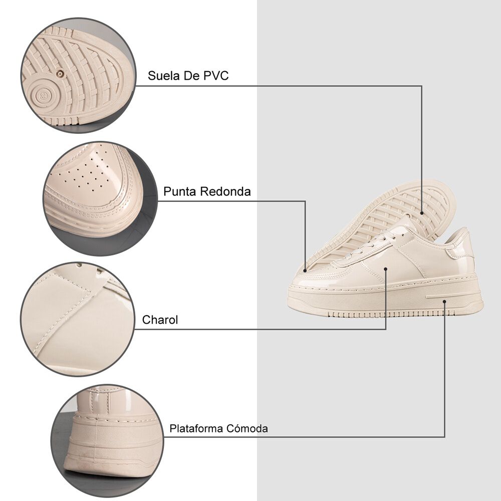 Zapatilla Deportiva Plataforma Charol Mujer Weide Lt132 image number 5.0