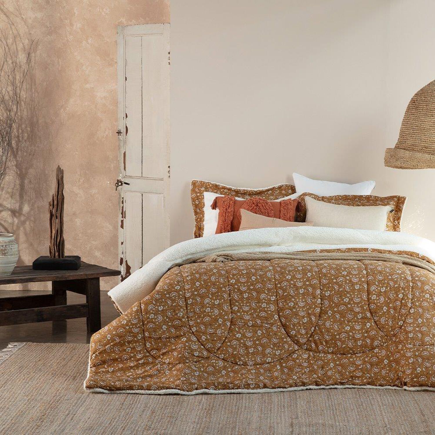 Plumon Estampado Sherpa India 1.5 Plazas Ocre image number 4.0
