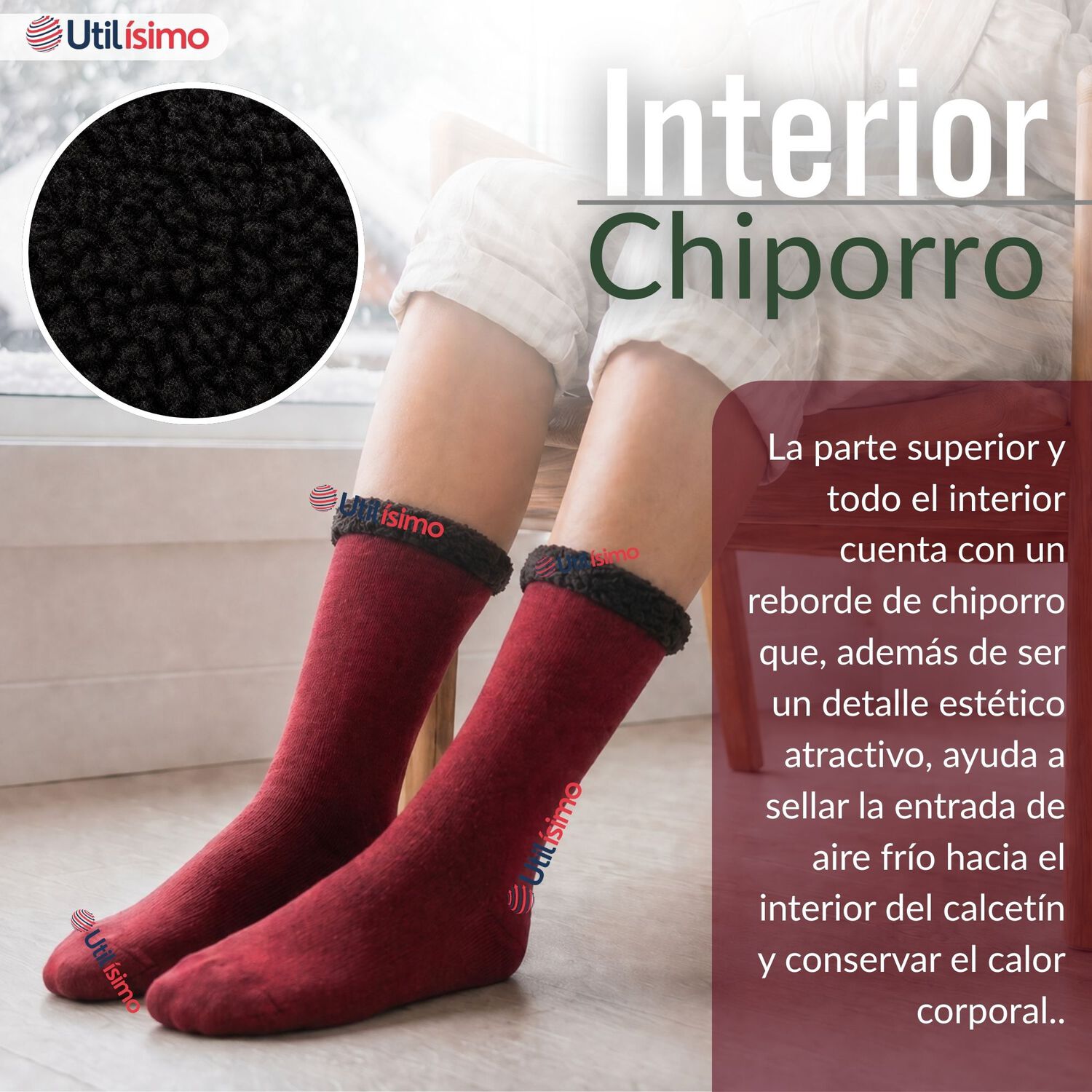 Calcet&iacute;n Chiporro Mujer Surtido Ultra T&eacute;rmico Invierno Polar Unicolor 1 Par image number 8.0