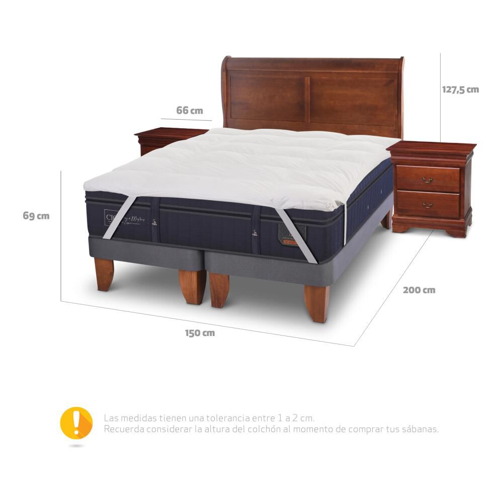 Cama Europea Cic Super Premium / 2 Plazas / Base Dividida + Set De Maderas + Topper image number 4.0