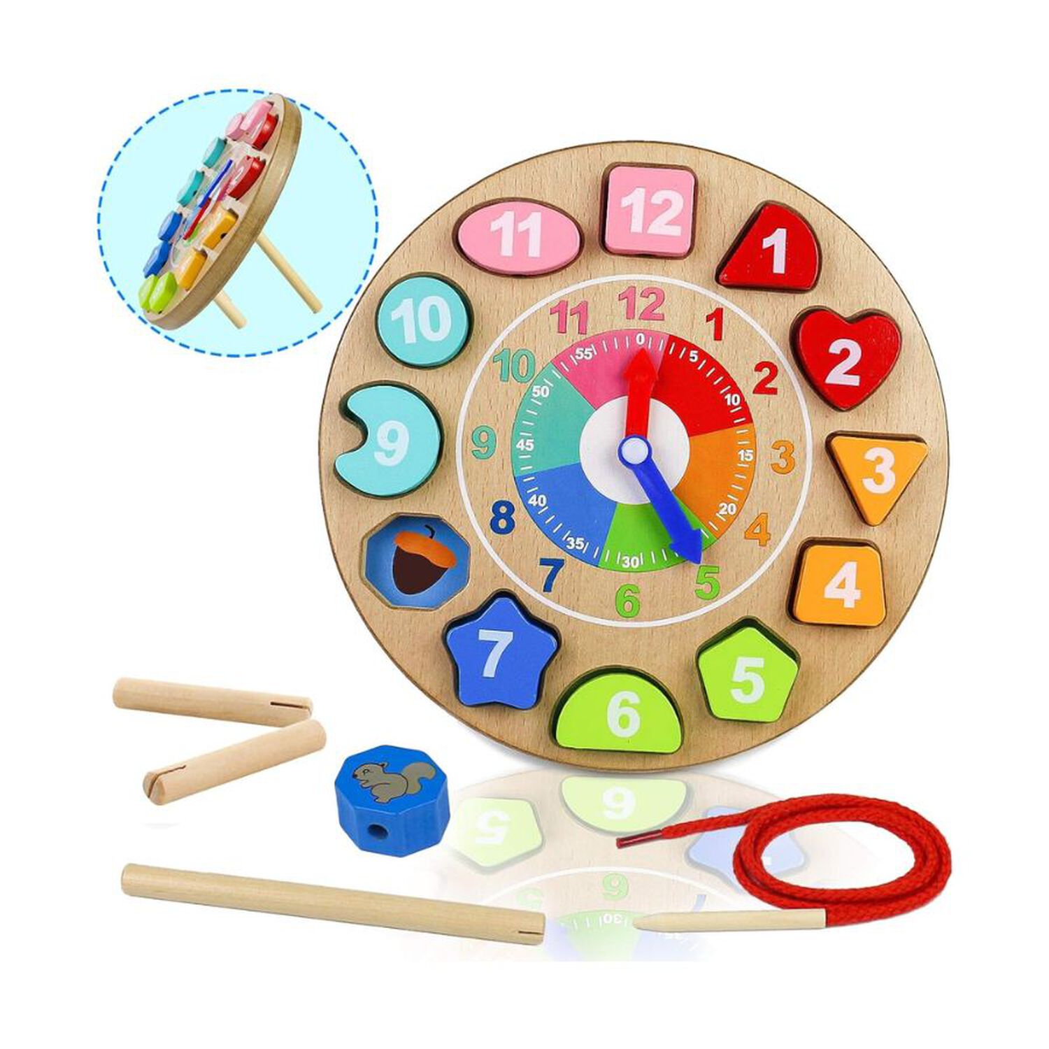 Reloj De Encaje De Madera Juguete Para Ni&ntilde;os image number 5.0