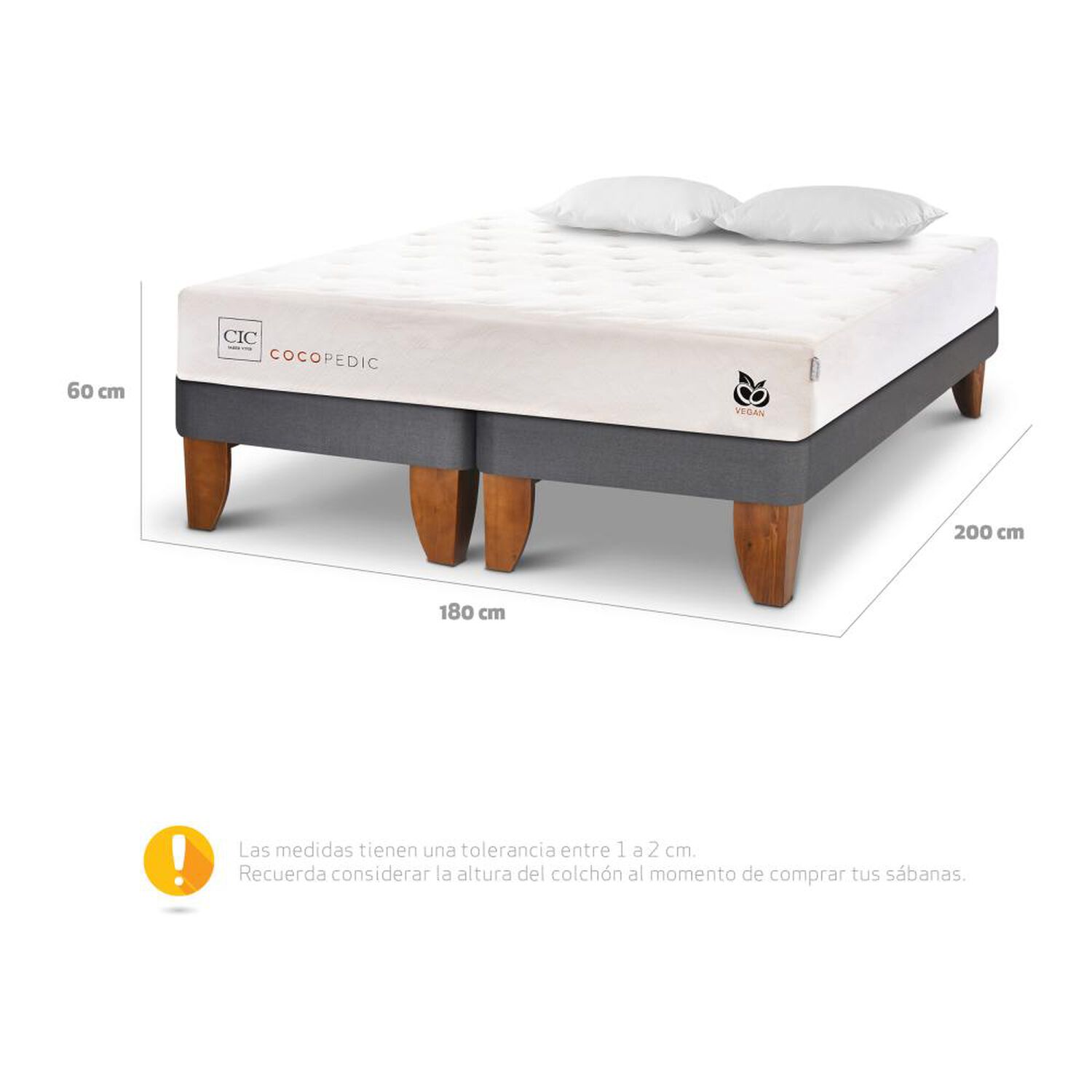 Cama Europea Cic Cocopedic / King / Base Dividida + Almohadas image number 4.0