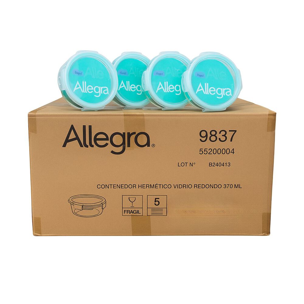 Set 48 Contenedores Hermetico Vidrio Redondo 370ml Allegra image number 0.0