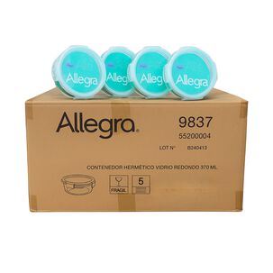 Set 48 Contenedores Hermetico Vidrio Redondo 370ml Allegra