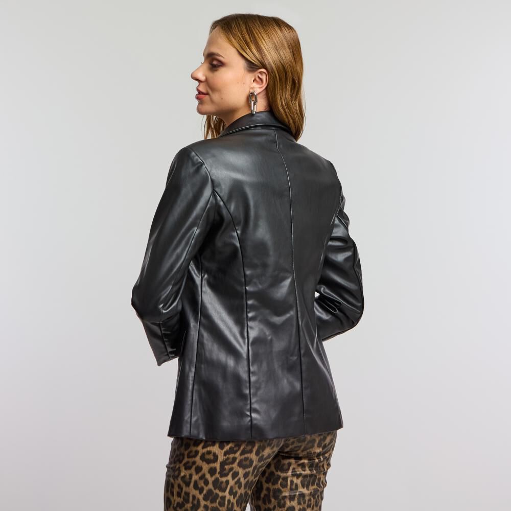Blazer Ecocuero Cuello Solapa Mujer Kimera image number 3.0