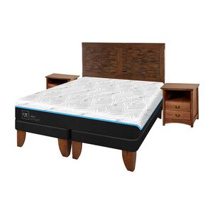 Cama Europea Cic Green Infinity / King / Base Dividida + Set De Maderas