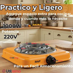 Cocina Eléctrica Portátil 1 Plato 1000w De Potencia Naranja